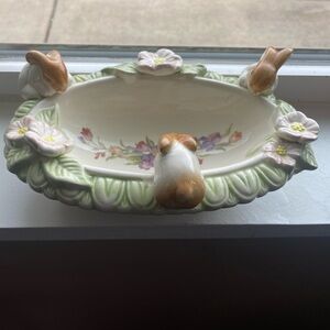 Floral Ceramic Bunny Dish